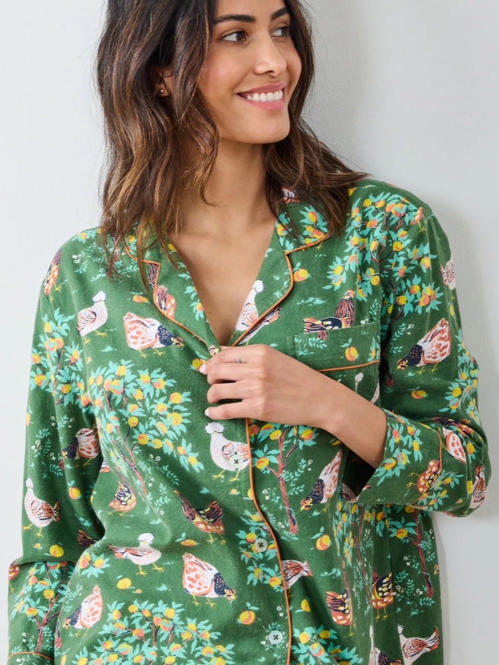 Print Fresh Lighweight Flannel Long PJ Set in Henhouse size Large